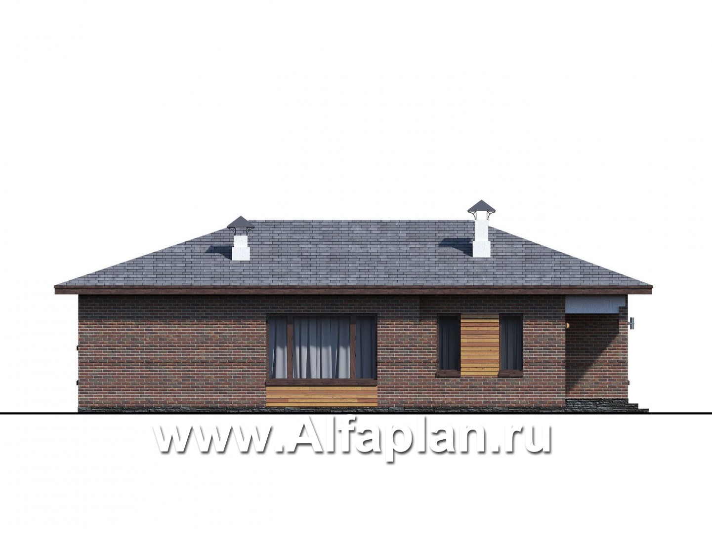 Проекты домов Альфаплан - «Притяжение» - одноэтажный дом с тремя спальнями - изображение фасада №2