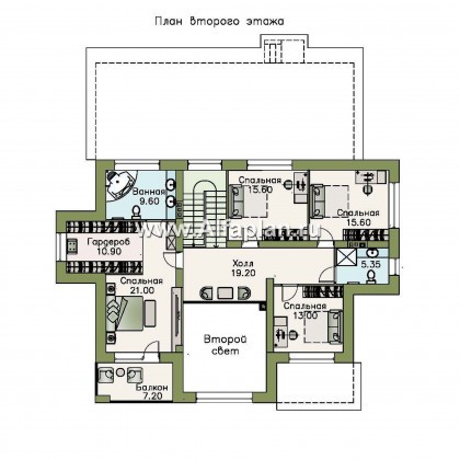 «Арно» - проект двухэтажного дома, особняк с двусветной гостиной, с бассейном - превью план дома