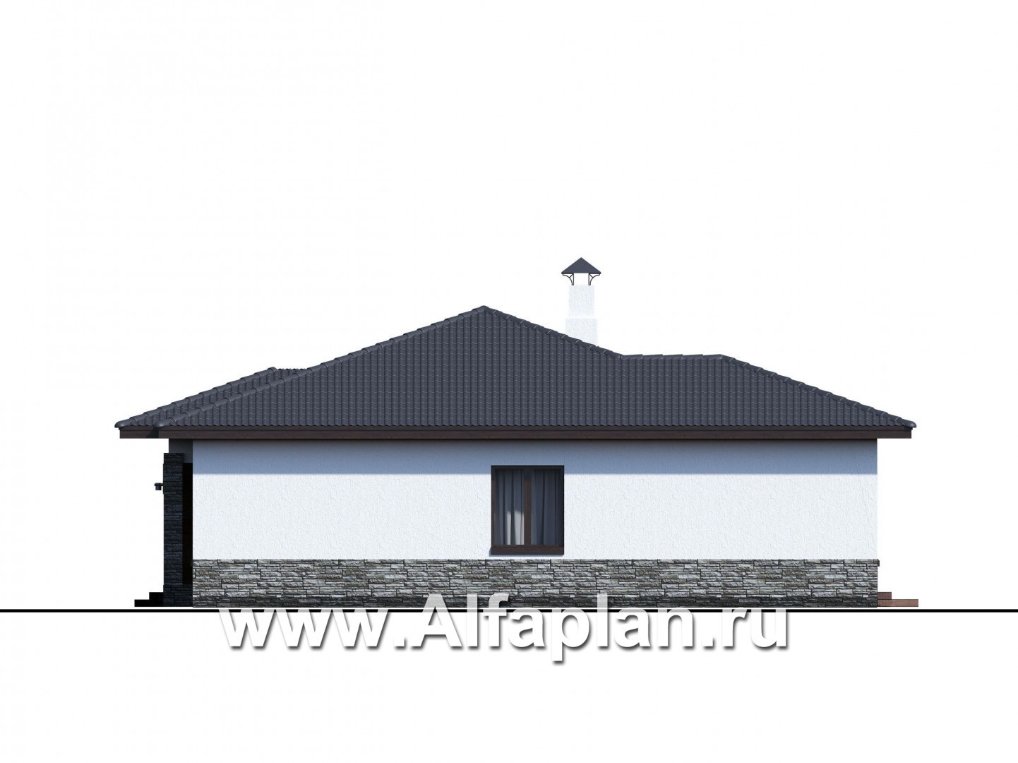 Проекты домов Альфаплан - «Мадейра» - комфортабельный одноэтажный коттедж с открытой террасой - изображение фасада №4