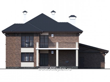 Проекты домов Альфаплан - "Монтекки" - двухэтажный коттедж с гаражом на две машины - превью фасада №3