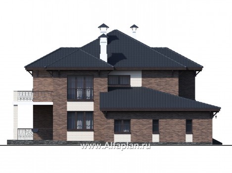 Проекты домов Альфаплан - "Монтекки" - двухэтажный коттедж с гаражом на две машины - превью фасада №4