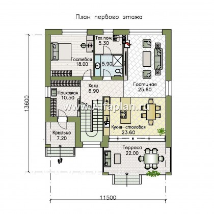 Проекты домов Альфаплан - «Эрго» - проект рационального, уютного современного дома - превью плана проекта №1