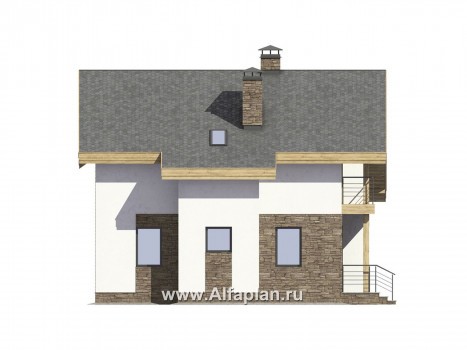 Проекты домов Альфаплан - Проект современного мансардного кирпичного дома - превью фасада №3