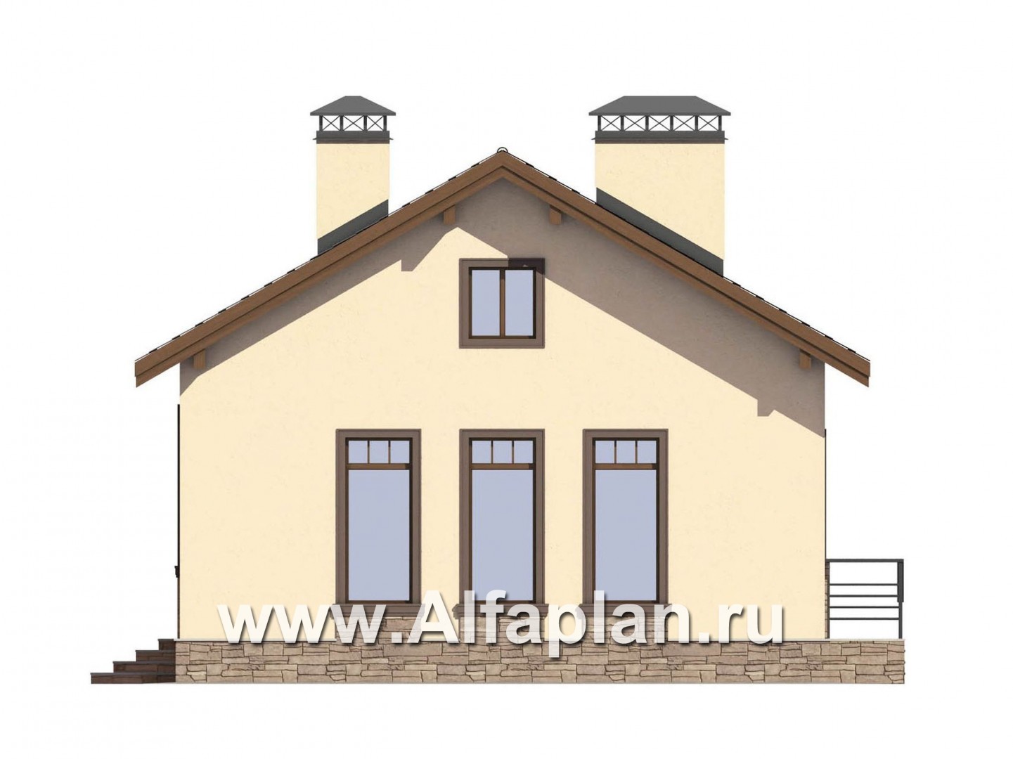 Проекты домов Альфаплан - Проект комфортабельной дачи для небольшой семьи - изображение фасада №3