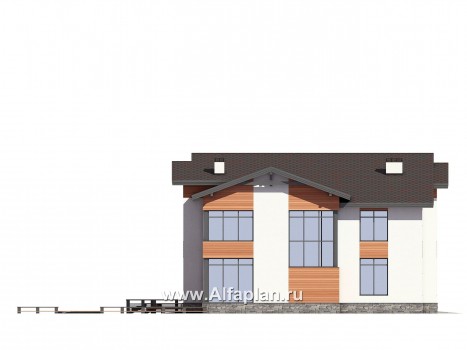 Проекты домов Альфаплан - Проект современного особняка с гаражом и большой террасой - превью фасада №2