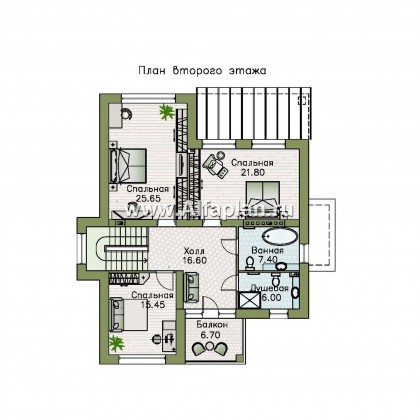 Проекты домов Альфаплан - «Престиж» - проект удобного и просторного дома с плоской кровлей, и с цокольным этажом - превью плана проекта №3