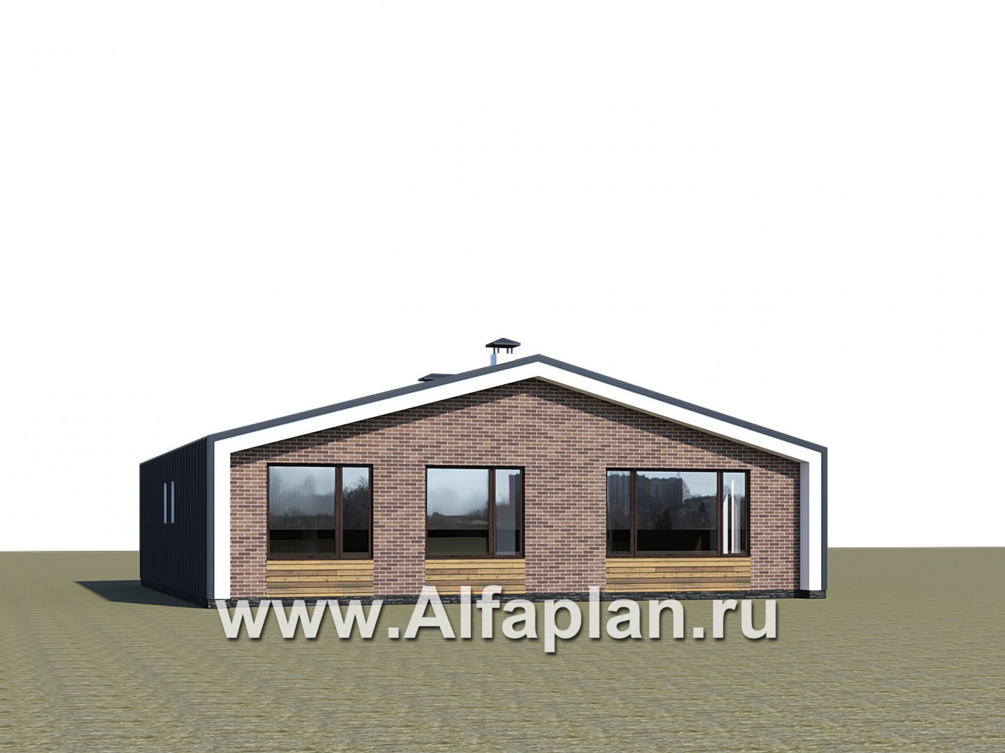 Проекты домов Альфаплан - «Веда» - проект одноэтажного дома в стиле барн (три спальни) - дополнительное изображение №1