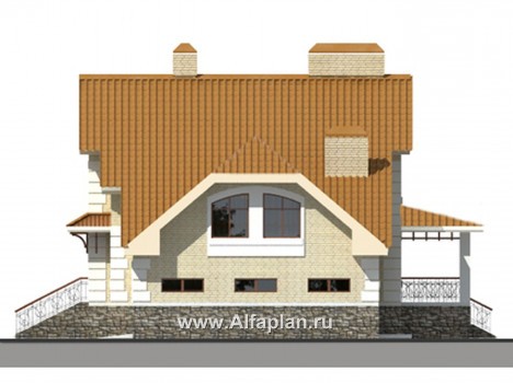 Проекты домов Альфаплан - Проект традиционного коттеджа из газобетона - превью фасада №4