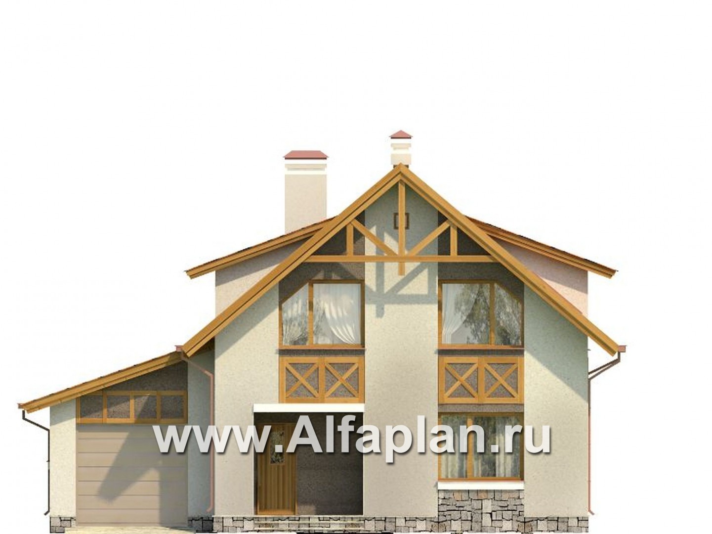 Проекты домов Альфаплан - Проект экономичного дома из газобетона - изображение фасада №1