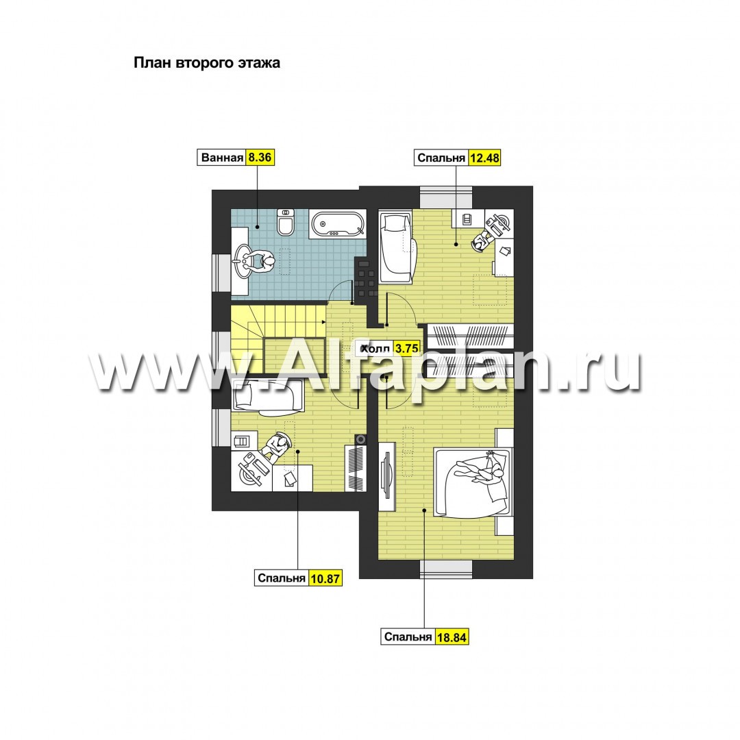 Проекты домов Альфаплан - Компактный коттедж с навесом - изображение плана проекта №2