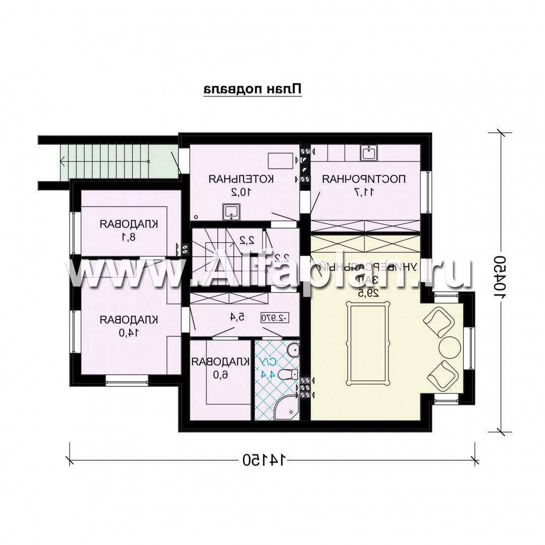 Проекты домов Альфаплан - Проект вухэтажного особняка с цокольным этажом - изображение плана проекта №1