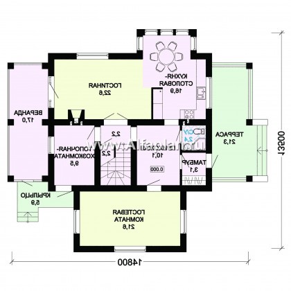 Проекты домов Альфаплан - Проект двухэтажного дома с восточными мотивами - превью плана проекта №1