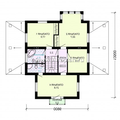 Проекты домов Альфаплан - Проект двухэтажного дома с восточными мотивами - превью плана проекта №2