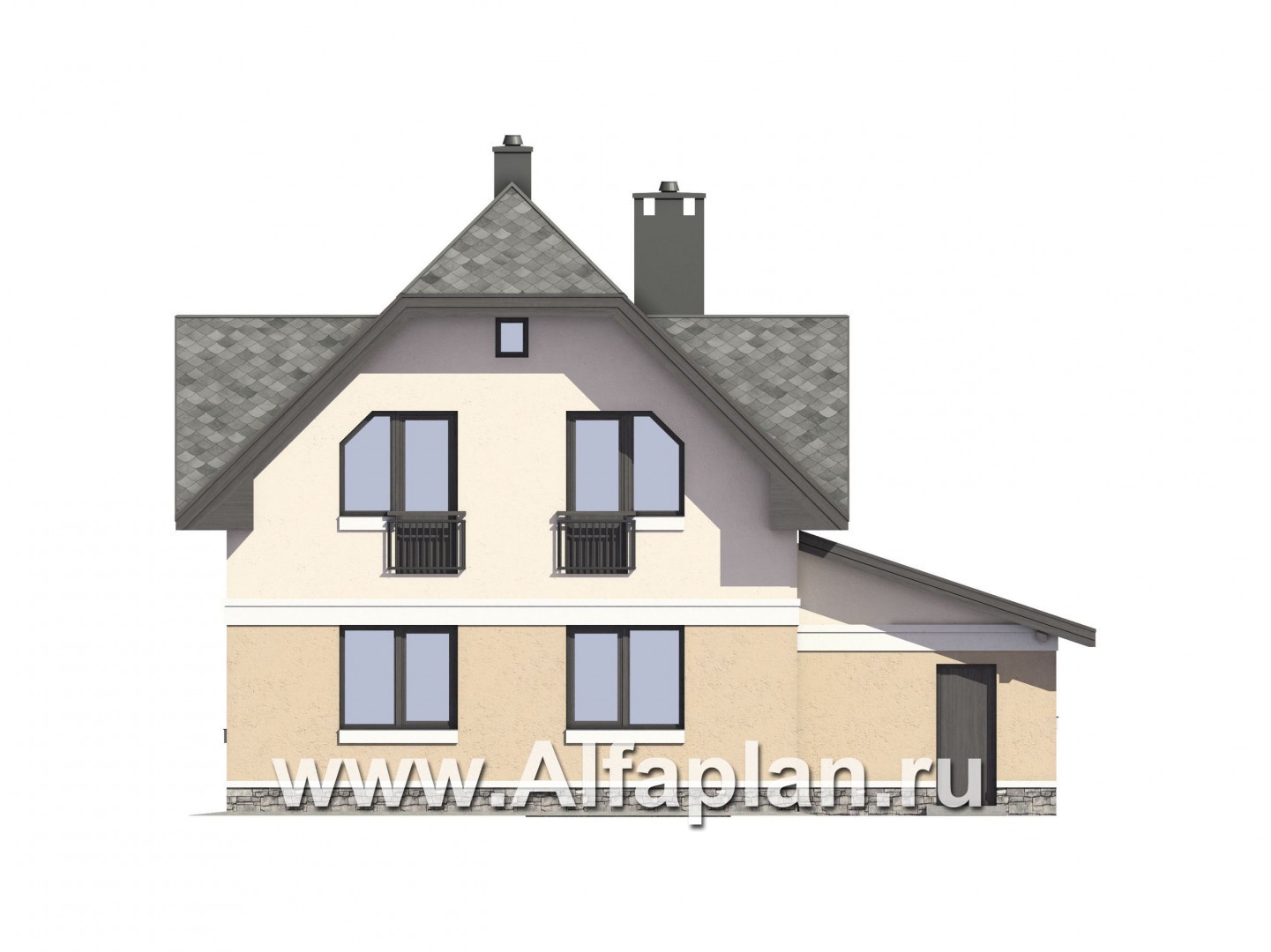 Проекты домов Альфаплан - Проект экономичного дома с гаражом - изображение фасада №3