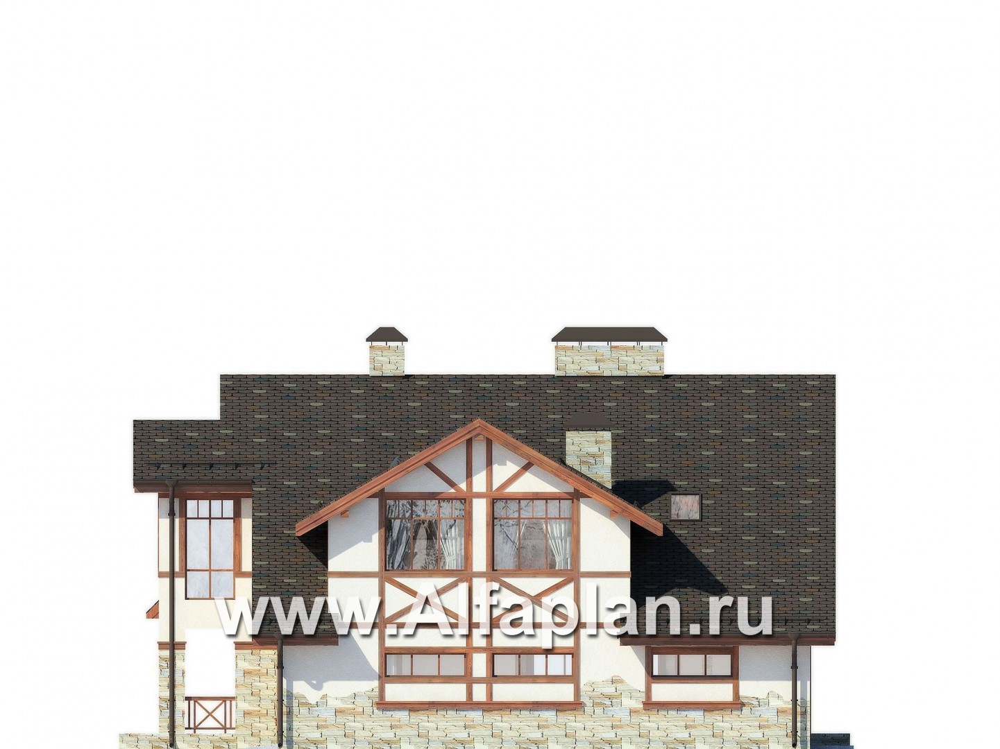 Проекты домов Альфаплан - Проект альпийского шале - изображение фасада №2