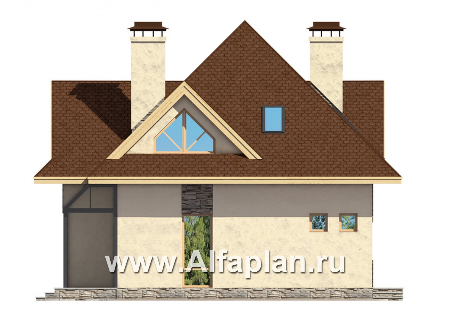 Проекты домов Альфаплан - Проект мансардного дома для маленького участка - изображение фасада №4