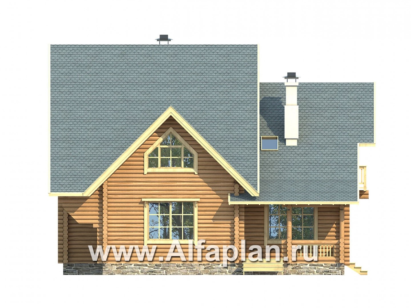 Проекты домов Альфаплан - Проект прадиционного деревянного загородного дома - изображение фасада №3