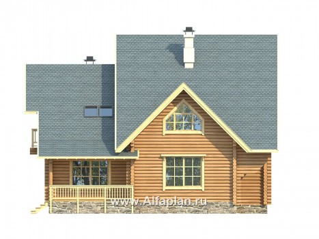 Проекты домов Альфаплан - Проект прадиционного деревянного загородного дома - превью фасада №4