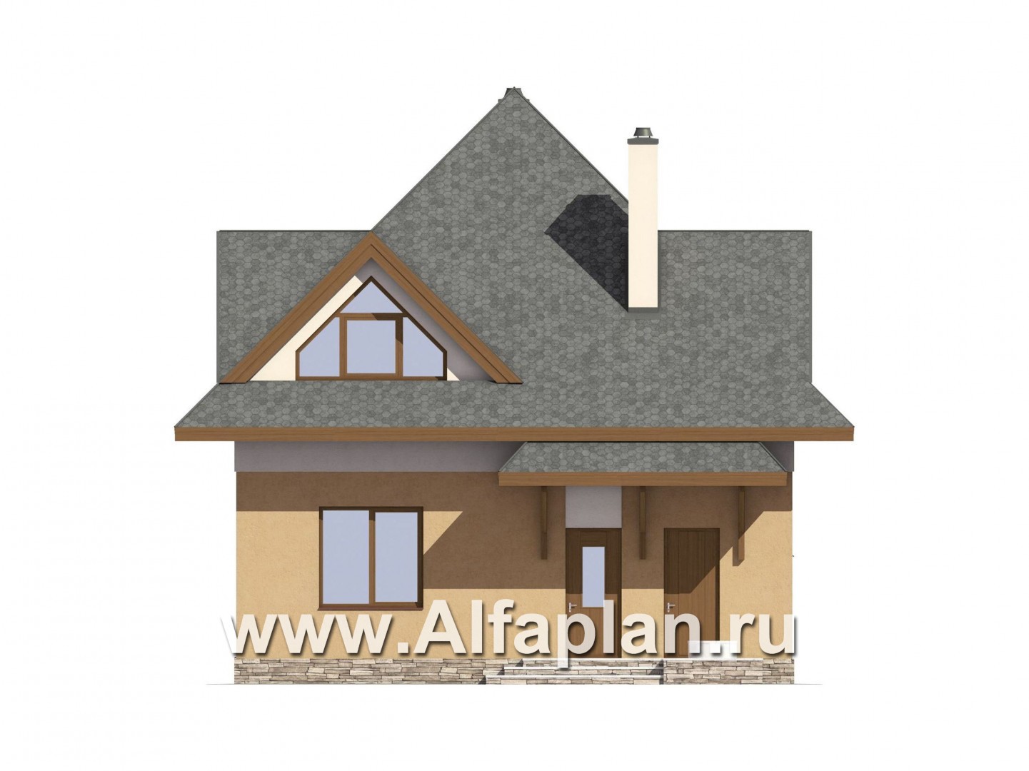 Проекты домов Альфаплан - Проект экономичного дома с компактным планом - изображение фасада №1