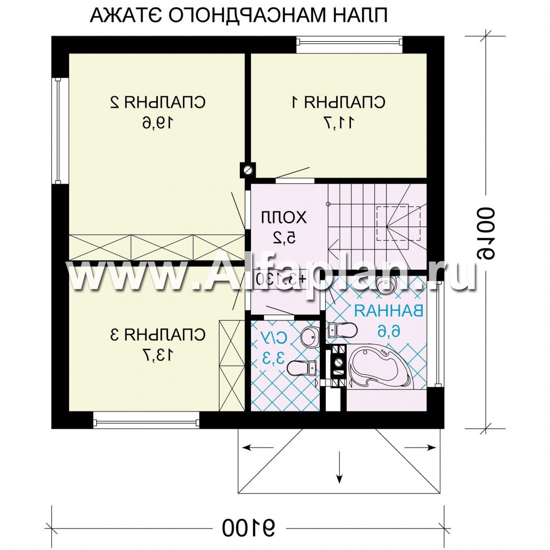 Проекты домов Альфаплан - Проект экономичного дома с компактным планом - изображение плана проекта №2