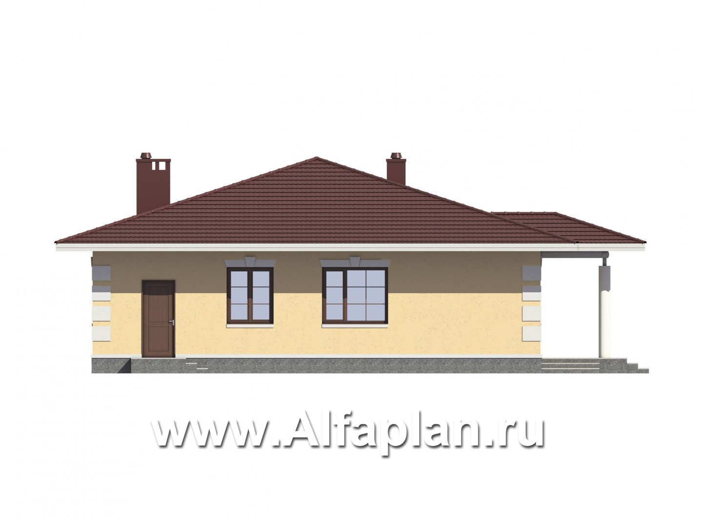 Проекты домов Альфаплан - Проект одноэтажного дома с удобной планировкой - изображение фасада №4