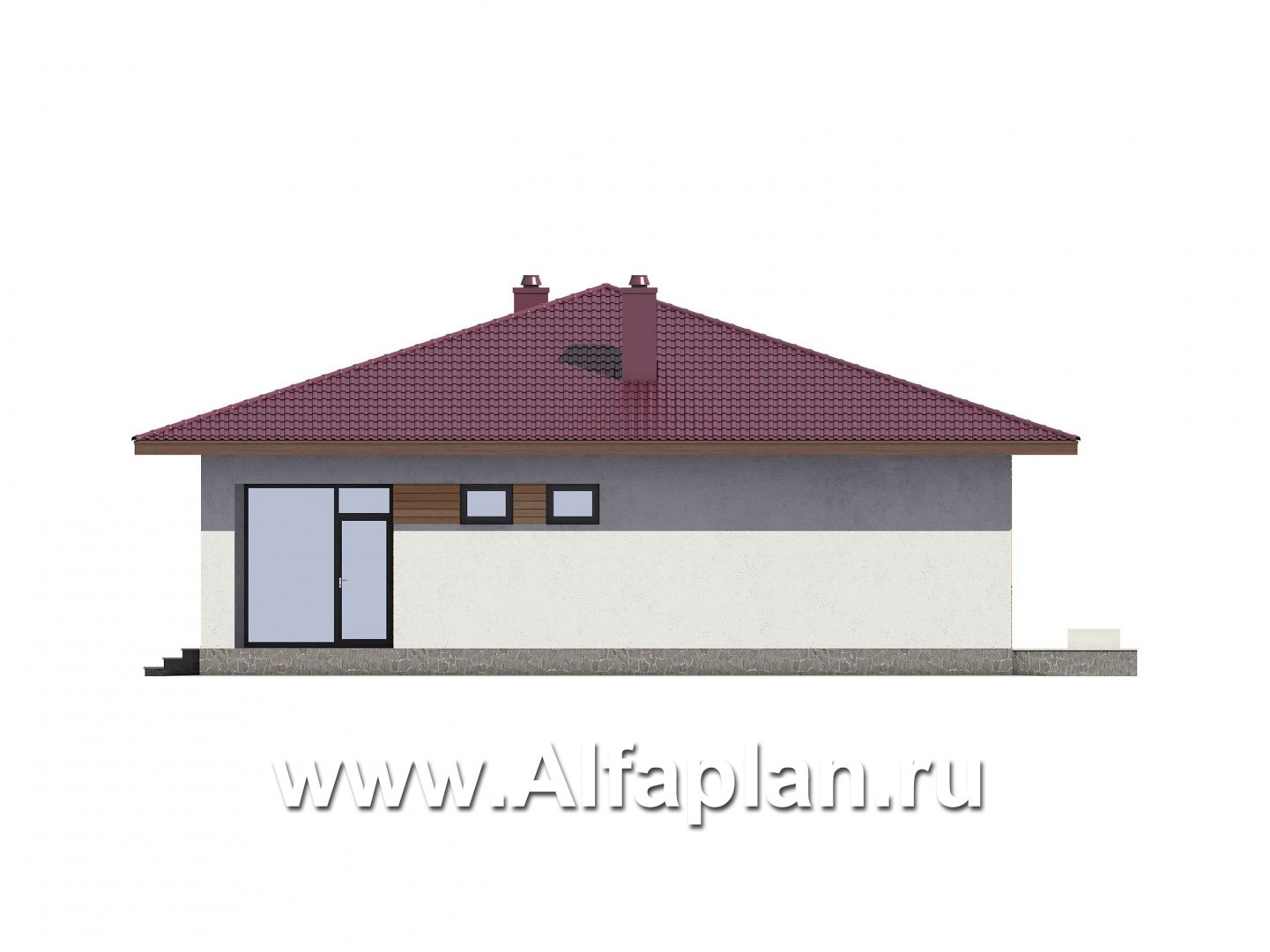 Проекты домов Альфаплан - Проект современного одноэтажного дома - изображение фасада №4