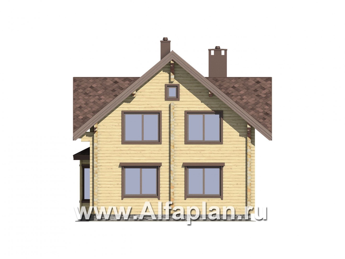Проекты домов Альфаплан - Проект удобного деревянного дома с террасами - изображение фасада №2