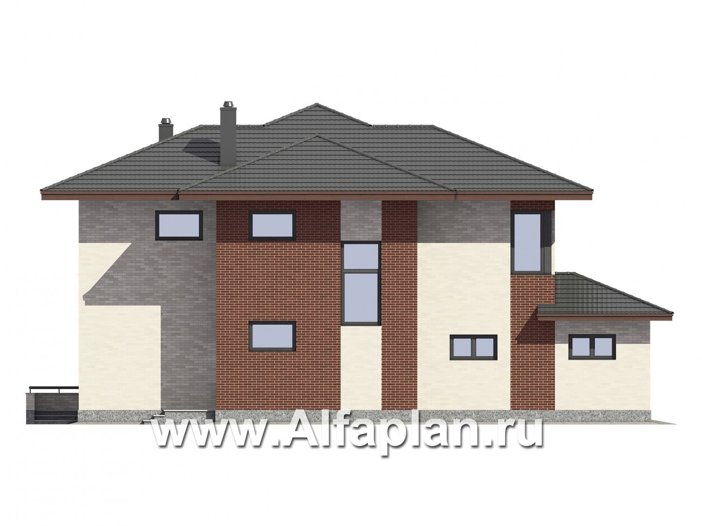 Проекты домов Альфаплан - Проект двухэтажного дома в современном стиле - изображение фасада №2