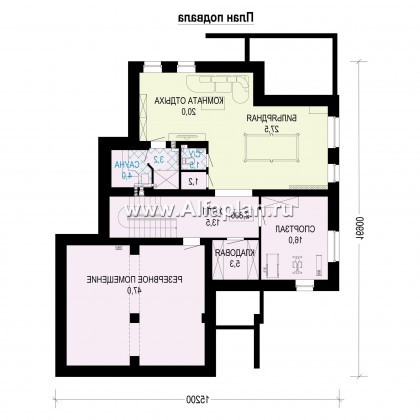 Проекты домов Альфаплан - Проект  двухэтажного коттеджа с гаражом на 2 машины - превью плана проекта №1