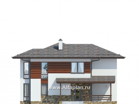 Проекты домов Альфаплан - Проект современного двухэтажного дома - превью фасада №1