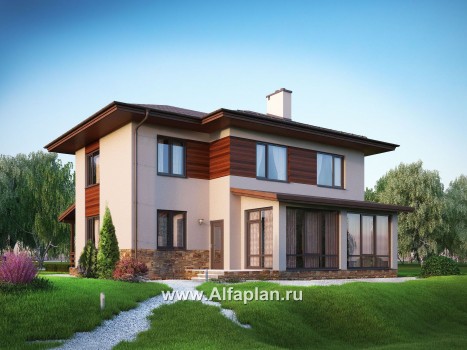 Проекты домов Альфаплан - Проект современного двухэтажного дома - превью дополнительного изображения №1