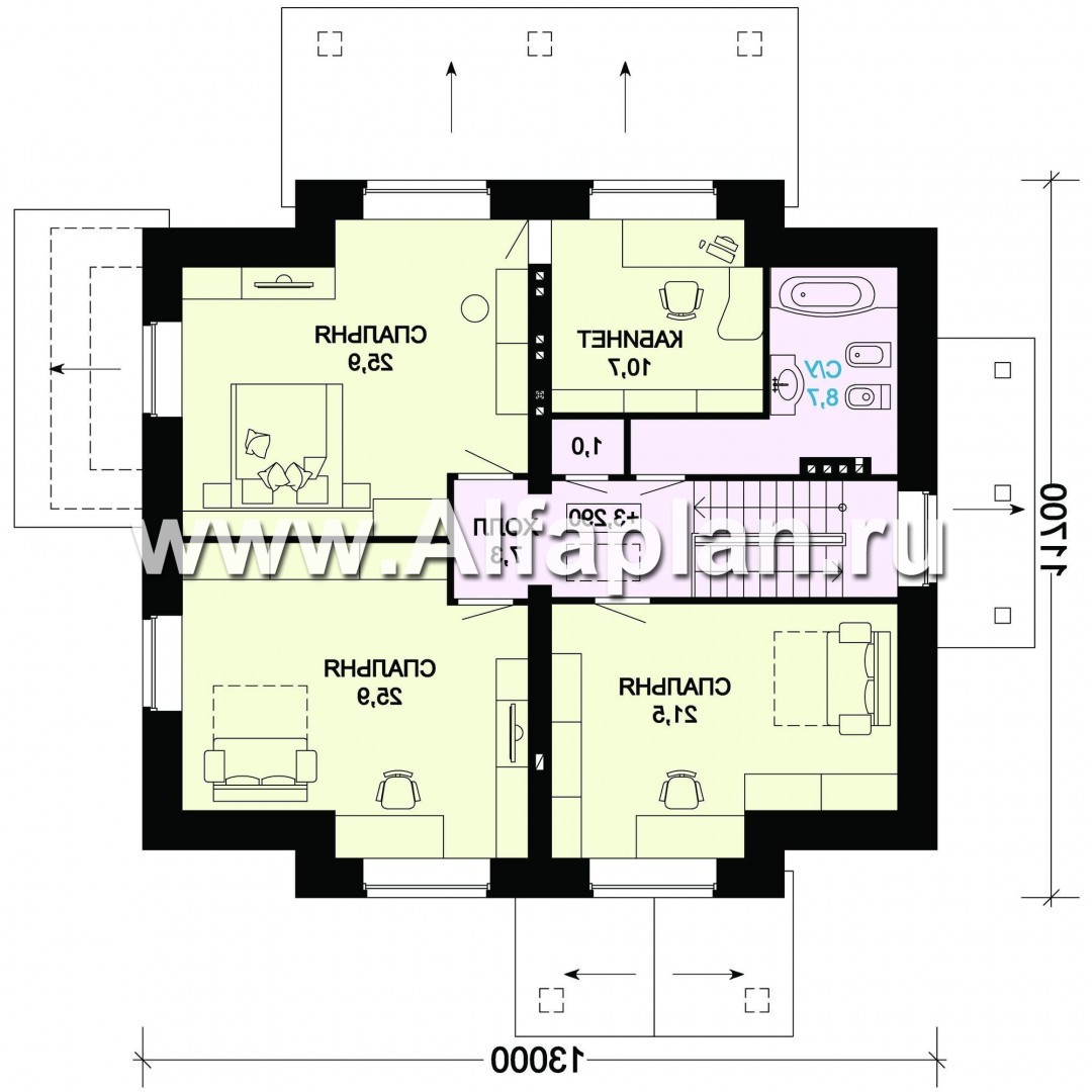 Проекты домов Альфаплан - Проект кирпичного особняка с цокольным этажом - план проекта №3