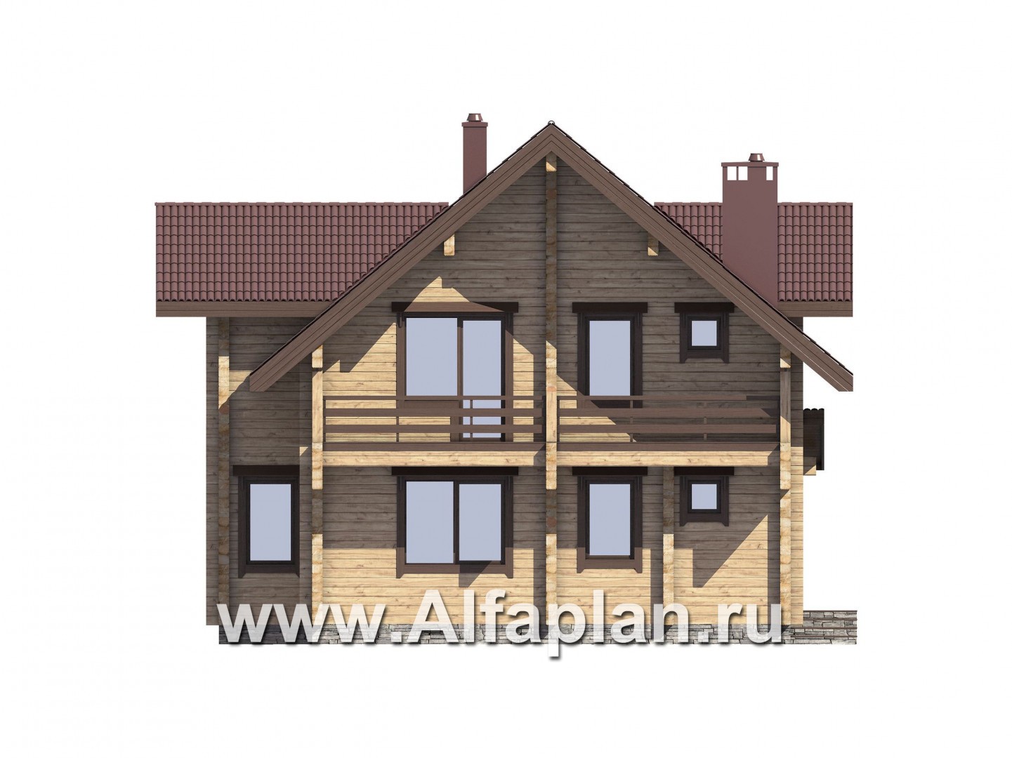 Проекты домов Альфаплан - Проект комфортабельного дома из бруса - изображение фасада №3