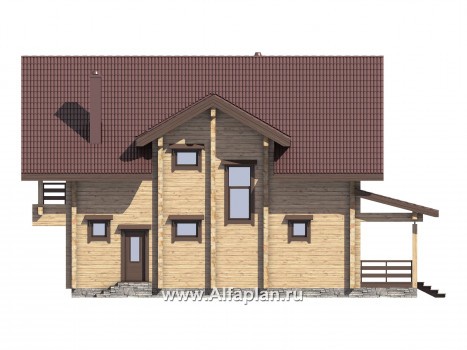 Проекты домов Альфаплан - Проект комфортабельного дома из бруса - превью фасада №4