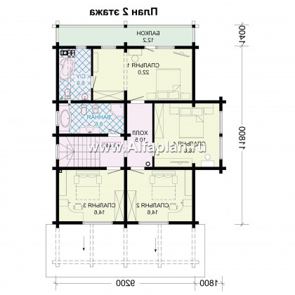 Проекты домов Альфаплан - Проект деревянного дома для большой семьи - превью плана проекта №2
