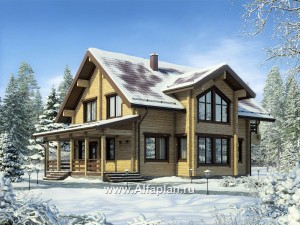 Проекты домов Альфаплан - Проект деревянного дома для большой семьи - превью основного изображения
