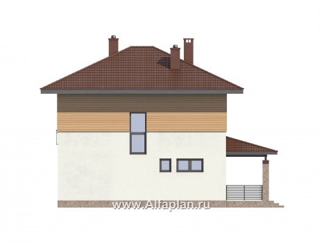Проекты домов Альфаплан - Проект двухэтажного экономичного и компактного дом - превью фасада №4