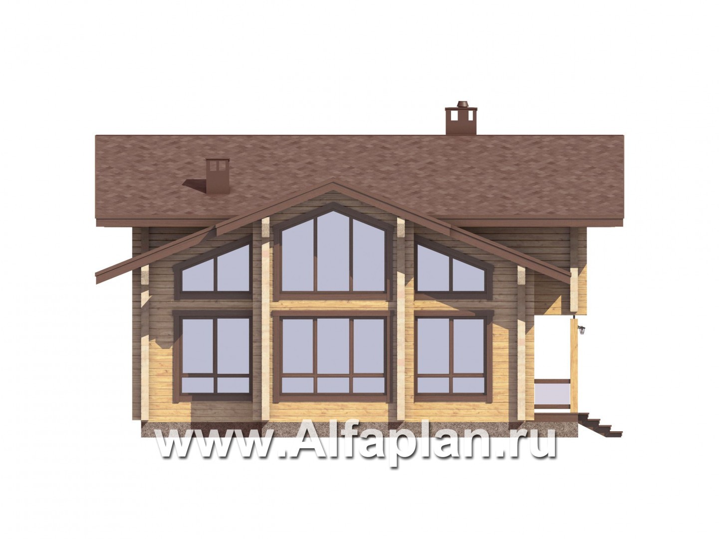 Проекты домов Альфаплан - Проект дома из бруса с красивой двусветной гостиной - изображение фасада №3