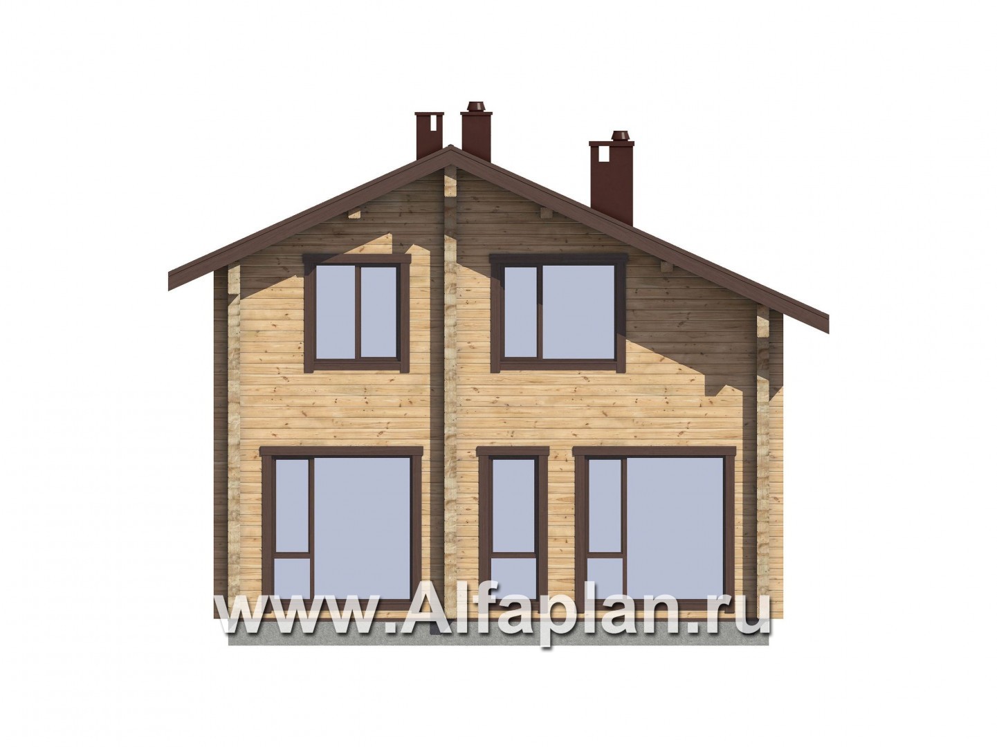 Проекты домов Альфаплан - Проект традиционного деревянного дома с удобной планировкой - изображение фасада №3