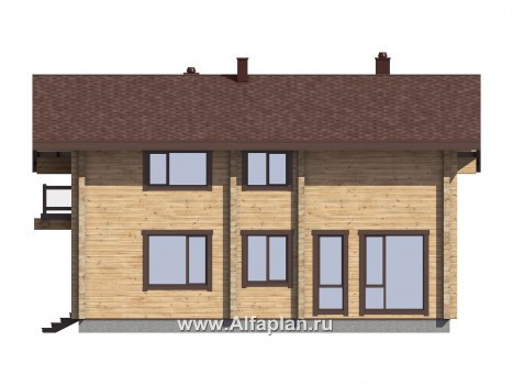 Проекты домов Альфаплан - Проект традиционного деревянного дома с удобной планировкой - превью фасада №2