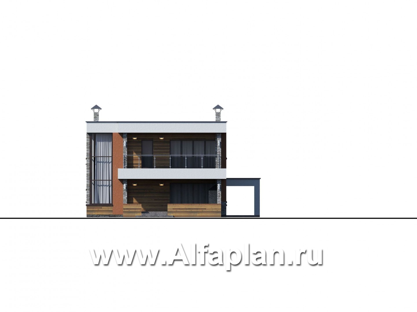 Проекты домов Альфаплан - «Бетельгейзе» - хай-тек вилла с плоской кровлей - изображение фасада №4