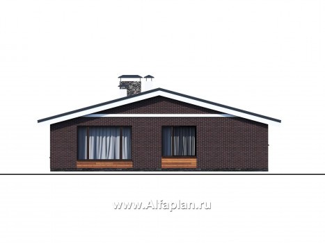 «Веда» - проект одноэтажного дома с сауной, с террасой, с двускатной крышей - превью фасада дома