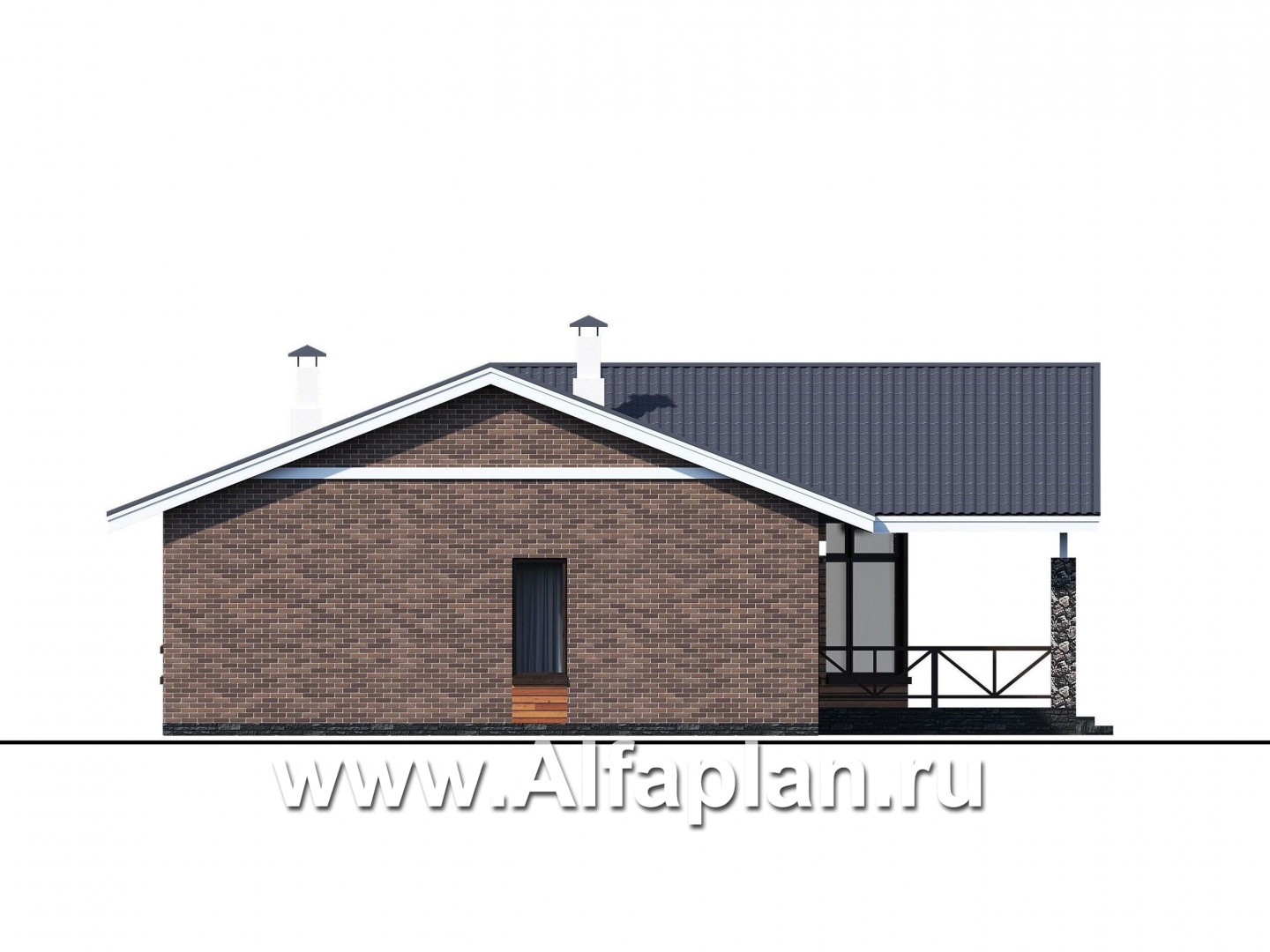 Проекты домов Альфаплан - «Бережки» - одноэтажный коттедж:  удачный план дома, красивый фасад - изображение фасада №4