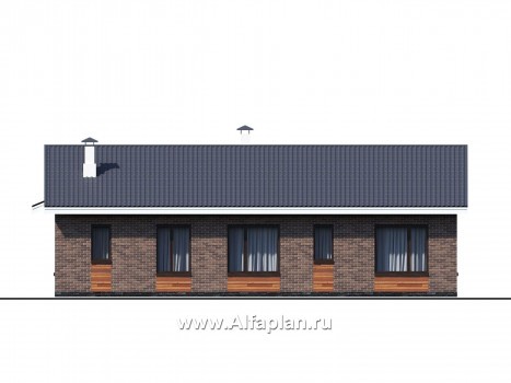 Проекты домов Альфаплан - «Бережки» - одноэтажный коттедж:  удачный план дома, красивый фасад - превью фасада №3