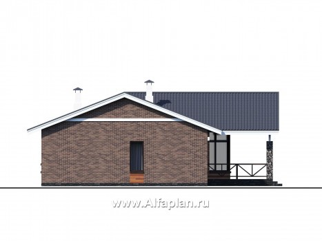Проекты домов Альфаплан - «Бережки» - одноэтажный коттедж:  удачный план дома, красивый фасад - превью фасада №4