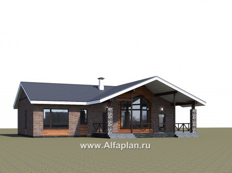 Проекты домов Альфаплан - «Бережки» - одноэтажный коттедж:  удачный план дома, красивый фасад - превью дополнительного изображения №4