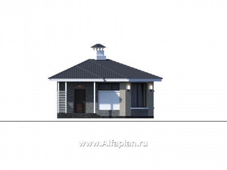 «Кристалл» - проект современной бани, для расположения в углу участка - превью фасада дома