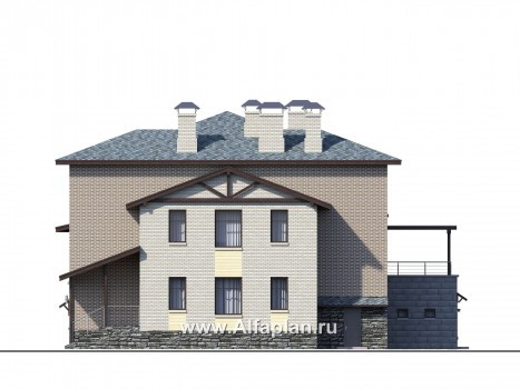 Проекты домов Альфаплан - "Амур" - трехэтажный особняк с гаражом и бассейном - превью фасада №2