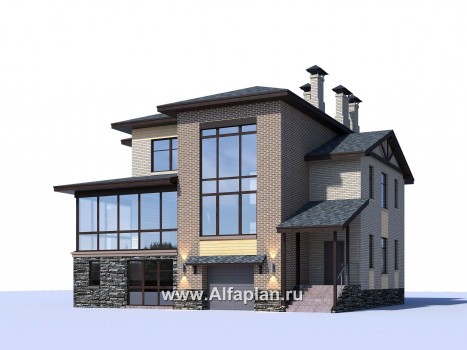Проекты домов Альфаплан - "Амур" - трехэтажный особняк с гаражом и бассейном - превью дополнительного изображения №1