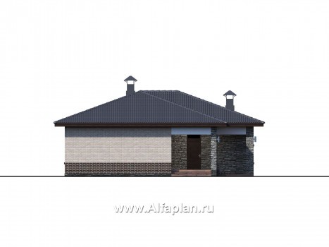 Проекты домов Альфаплан - «Алазея» - просторный одноэтажный дом с сауной и террасой - превью фасада №4